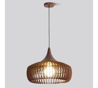 MEVZHH Luce a Sospensicasa Fattoria Interna Rotonda Luce a Sospensiin Legnor la Sala da Pranzo Rotondapadari, Cucina Isola Corridoio Caffèpade a Sospensimoderne Cinesi/Colore Noce/43Cm
