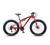 MEVZHH Mountain 26 Pollici Grasso Pneumatico Tutto Terreno Bicicletta con Sedile Regolabile Doppia Sospensiadulti Mountain Trail/Rosso/24 Velocità