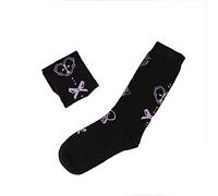 MEVZHH Originaleragazze Maglia Calzini Di Vitello Calzini Gotici Di Media Lunghezza Donne Cuore Arci Stampa Calzini Neri/Nero/a Tlia