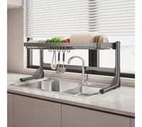 MEVZHH Rackr Piatti, Escurridor De Platos Para Fregadero Rackr Stoccaggio Piatti Multifunzirisparmiatore Di Spazio Rackr Drenaggio Piatti Laterali Espandibili/Grigio/Telaio Nudo a Strato Sino