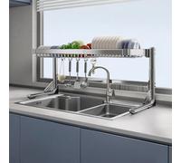 MEVZHH Rackr Piatti, Escurridor De Platos Para Fregadero Rackr Stoccaggio Piatti Multifunzirisparmiatore Di Spazio Rackr Drenaggio Piatti Laterali Espandibili/Argento/Telaio Nudo a Strato Sino