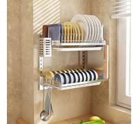 MEVZHH Rackr Piatti, Rackr Piatti in Acciaio Inossidabile 304 Montato a Parete Rackr Piatti in Cucina Regolabile in Altezza Risparmio Di Spazio con Rack da Taglio/Colore Primario Doppio Strato/il G