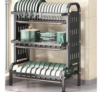 MEVZHH Racks Piatti, 2-3Tier Completo Drenatore Piatti in Acciaio Inossidabile Sopra il Lavandino Piatti Asciugatrice Multifunzionale Metcounter Scaffale Risparmio Di Spazior Piastre Ciotola/Set Compl