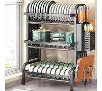 MEVZHH Racks Piatti, 2-3Tier Completo Drenatore Piatti in Acciaio Inossidabile Sopra il Lavandino Piatti Asciugatrice Multifunzionale Metcounter Scaffale Risparmio Di Spazior Piastre Ciotola/Set Compl
