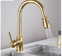 MEVZHH Rubinetti da Cucina, Rubinetto Tutti Rubinetto in Rame Rubinetto Igienico Placcato Oro Tirare Giù Rubinetto Kithcen con 2-Funziugello Controllo Maniglia Singola Rubinetto Acqua Caldada