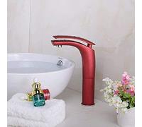 MEVZHH Rubinetti, il Rubinetto Del Bacino Nero Caldo Miscelato Acqua Acqua-Rubinetto Bagno Innalzamento Sopra il Miscelatore Rubinetto Del Bacino Del Banco/Rosso/24Cm Presente
