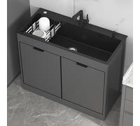 MEVZHH Rubinetti, Lavandino da Cucina Indipendente in Acciaio Inossidabile con Rubinetto a Tiraggio e Scaffali Di Stoccaggior Garage, Ristorante, Cucina o Lavanderia/80 * 45 * 83,5 cm / 31 * 18 * 33 P