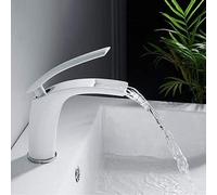 MEVZHH Rubinetti,Rubinetti Bianchi Del Bacino Del Bagno Mixer Caldodo Ottalto Rubinetto Quadrato Del Lavandino Della Cascata, Maniglia Liscia a Leva Singola, a Foro Singolo, W/Raccordi/Breve Prese