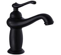 MEVZHH Rubinetti, Rubinettir Acqua, Maniglia Singola Rubinetto a Foro Singolo Tutto il Rubinetto in Bronzo Nero Opaco Rubinettor Bacino Nero Alto Polo Rubinetto Quadrato Vernice Nera Rubinetto Caldo E