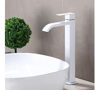 MEVZHH Rubinetti,Rubinetto Di Acquada Cascata Maniglia Singola Miscelatore Vasco ad Alta Quota Rubinettor Bagno Spool Di Rame Completo,Grigio/Bianco