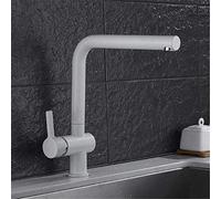 MEVZHH Rubinetti,Rubinetto Di Cucina in Pietra Al Quarzo Vernice a Sabbia a 360 Gradi Rotazicolore Adi Rame Rubinetto Caldo Edo Lavandino Miscelatore Rubinetto 360 Piatto Girevole Montato,Beige/Bianco