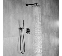 MEVZHH Rubinetti, Set Doccia, Rubinetto Doccia da Bagno in Ottnero Montato a Parete con Testa Doccia a Pioggia da 8-12", Miscelatori da Bagno Caldi Edi Rubinetti/12 Pollici