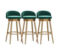 MEVZHH Set Di 3 Sgabelli Girevoli in Velluto Nero, Gambe in Metoro Di Rotazia 360 ° Stile Fattoria 65 cm Di Altezzarfettar L'Isola Della Cucina e il Bar Della Colazione/3 Zzi - Verde