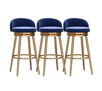 MEVZHH Set Di 3 Sgabelli Girevoli in Velluto Nero, Gambe in Metoro Di Rotazia 360 ° Stile Fattoria 65 cm Di Altezzarfettar L'Isola Della Cucina e il Bar Della Colazione/3 Zzi - Blu