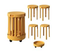 MEVZHH Set Di 4 Sgabelli Colorati Impilabili Di Plastica Bar Altezza Portatiler Cucina Isola Sala da Pranzo Moderno Risparmio/Aranci
