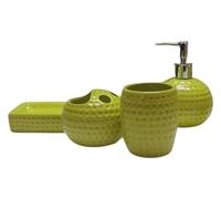 MEVZHH Set Di Accessori da Bagno in Ceramica a 4Zzi - Dispenser Di Sapsupportor Spazzolino da Denti e Tazza - Elegante Decorazibiancar Casa e Spa -Rfettor Bagni Moderni/Verde