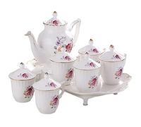 MEVZHH Set Di Tè, Set Di Tè D'Epoca, Set Di Tè Di Caffè Di Porcellana Di Fiore Piece Tetella 6 Tazze Di Caffè con Vassoio Casa Europea Osso Porcellana Tè Del Pomeriggio, Festa