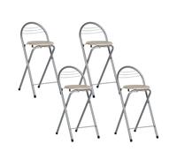 MEVZHH Sgabelli da Bar Pieghevoli, Set Di 4 Sedie Pieghevoli a Schiena Altar Giardino da Cucina o Balcaltezza Del Sedile 61Cm Elegante Nero e Argento - Comfort Che Risparmia Spazio/il Colore Del Bosco