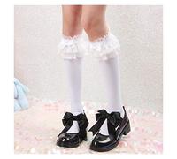 MEVZHH Socks,Lolita Large Lace Tube Sock Bride Double Layer Lace Jk Sock Over-The-Knee Lolita Socks/Bianco/a Tlia