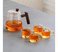 MEVZHH Tetina,Tetina Di Vetro,Tetina Di Vetro con Filtro Tetina, Tetina Di Vetro con Infusore, Tetina Di Infusore Di Tè, Tetina Di Stregoneria con Maniglia Di Legno,R Tè a Foglia Sciolta, Acqua Calda