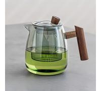 MEVZHH Tetina,Tetina Di Vetro,Tetina Di Vetro con Filtro Tetina, Tetina Di Vetro con Infusore, Tetina Di Infusore Di Tè, Tetina Di Stregoneria con Maniglia Di Legno,R Tè a Foglia Sciolta, Acqua Calda