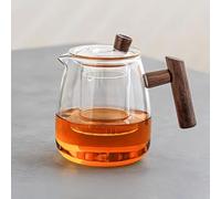 MEVZHH Tetina,Tetina Di Vetro,Tetina Di Vetro con Filtro Tetina, Tetina Di Vetro con Infusore, Tetina Di Infusore Di Tè, Tetina Di Stregoneria con Maniglia Di Legno,R Tè a Foglia Sciolta, Acqua Calda