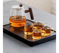 MEVZHH Tetina,Tetina Di Vetro,Tetina Di Vetro con Filtro Tetina, Tetina Di Vetro con Infusore, Tetina Di Infusore Di Tè, Tetina Di Stregoneria con Maniglia Di Legno,R Tè a Foglia Sciolta, Acqua Calda