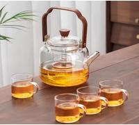 MEVZHH Tetina,Tetina Di Vetro,Tetina Di Vetro con Filtro Tetina, Tetina Di Vetro con Infusore, Tetina Di Infusore Di Tè, Tetina Di Stregoneria con Maniglia Di Legno,R Tè a Foglia Sciolta, Acqua Calda