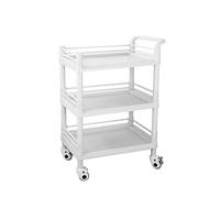 MEVZHH Trolley, Carrello Di Stoccaggio con Carrello Manuale, Carrello a 3 Livellir Cucina e Salbellezza, Carrello Di Stoccaggio Rotante, Carrello Utensili Multiuso con Maniglie/Bianco/64 X 44 X 98Cm/B