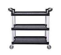 MEVZHH Trolley, Carrellor Magazzino con Carrello Manuale, Carrello da Cucina a 3 Livelli con Manigliar Hotel, Carrello Portautensili in Plasticar Pulizie Mobiler Ristoranti, Capacità 50Kg/Nero, Grigio