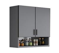 MEVZHH Unità Di Cucina e Bagno Galleggiante Di Armario Montato a Parete con Porte in Vetro Temperato e Scaffali Regolabili Bianchi 31.5X23.6X12.2In Soluzidi Nizzazielegante e Funzionale/Gris/35,4 * 31