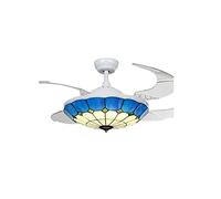 MEVZHH Ventilatori a Soffitto Conpade, Ventilatori a Soffitto in Stile Mediterraneo Conpada Di Vetro a Conchiglia Integrata Nordica Leggera Conpade a Sospensia Distanza/Conversi Di Frequenza 220V