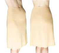 Mewa Sottogonna Corta sotto la Gonna LIWIA, Sottogonne e Sottogonne, Sottogonna Semplice, Leggera e ariosa sotto la Gonna, Viscosa Seta (44, Beige)