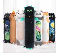 Mewaii Carino Gatto in Peluche Cuscino lungo Cuscino Animale Bambola Giocattoli Kawaii Soffici Comfort Cuscino in Peluche per Regalo per Bambini dai 3 anni in su, 50 cm, Gatto Nero