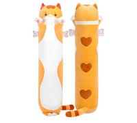 Mewaii Carino Gatto in Peluche Cuscino lungo Cuscino Animale Bambola Giocattoli Kawaii Soffici Comfort Cuscino in Peluche per Regalo per Bambini dai 3 anni in su, 70 cm, Gatto Arancione)