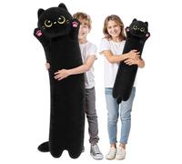 Mewaii Cuscino a forma di gatto nero ultra morbido e lungo con imbottitura extra per il comfort, regalo di alta qualità per fidanzate o amanti del gatto, 50 cm