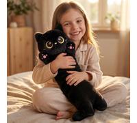 Mewaii Cuscino a forma di gatto nero ultra morbido e lungo con imbottitura extra per il comfort, regalo di alta qualità per fidanzate o amanti del gatto, 50 cm