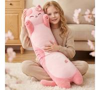 Mewaii Cuscino di peluche ultra morbido per gatti lunghi, imbottitura extra per il comfort, ideale come regalo per fidanzate o amanti dei gatti, 110 cm