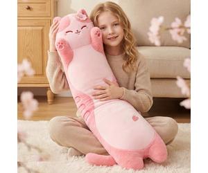 Mewaii Cuscino di peluche ultra morbido per gatti lunghi, imbottitura extra per il comfort, ideale come regalo per fidanzate o amanti dei gatti, 110 cm
