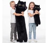 Mewaii Design artistico ultra morbido lungo gatto nero cuscino corpo peluche imbottitura extra per comfort, ottima qualità regalo per fidanzate o amanti del gatto 110 cm