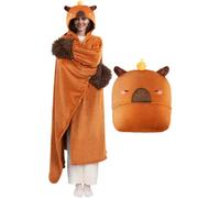 Mewaii Felpa con Cappuccio Unisex Capibara 130x158CM - Coperta Indossabile con Maniche Super Morbida, Calda e Confortevole - Ideale per Regali di Natale, Compleanni e Altre Festività