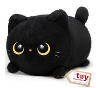 Mewaii Peluche Gatto Nero con Occhi di Luna, Cuscino Morbido Giocattolo Kawaii 40CM Regalo di Compleanno Natale per Ragazze e Ragazzi