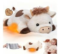 Mewaii Peluche Mucca Riscaldabile e Ponderato da 23 Pollici con Cuscinetto Rimovibile - Peluche Soffice e Caldo per Bambini e Adulti, Idea Regalo Morbida per Tutte le Stagioni