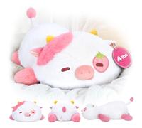 Mewaii Peluche Ponderato Mucca Grigia Bianca 58CM 4.0 Lbs - Cuscino Giocattolo Kawaii Morbido e Confortevole, Compleanno e Occasioni Speciali