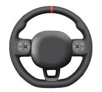 MEWANT coprivolante compatibile con Fiat Panda 2012-2024 volante in pelle forma D con pulsante multifunzione cucito a mano protezione volante
