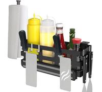 MeWeBlue Accessori per griglia salvaspazio per accessori per griglia, supporto per accessori per barbecue Blackstone da 71,1 a 91,4 cm, con un supporto magnetico per attrezzi e 6 ganci a J