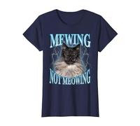 Mewing Not Meowing LooksMax Maglietta Cat Alpha Meme Maglietta, Donna, Navy, L