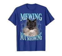 Mewing Not Meowing LooksMax Maglietta Cat Alpha Meme Maglietta, Uomo, Blu Reale, L