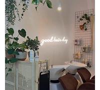 MewNeon Good Hair Day, insegna al neon a LED per decorazione da parete per parrucchieri, salone di barbiere, decorazione per saloni di parrucchiere, alimentata tramite USB, 50,8 cm, bianco freddo