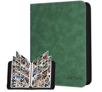 MewVeer Raccoglitore Carte, 9 Tasche Album Cartes per 900 Carte, Premium e Durevole con Cerniera Porta Carte da Gioco, Binder Cartes per YGO/MTG/TCG, Carte Sportive, Verde Scuro